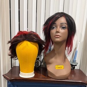 Anime Duo Red and Black and Red and Brown costume Wig